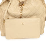 Chanel Medium 25 Hobo Bag Light Beige Caviar Antique Gold Hardware - Thumbnail View 8