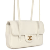 Chanel Mini Preppy Coco Clutch with Straps White Shiny Caviar Brushed Gold Hardware - Thumbnail View 2