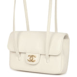 Chanel Mini Preppy Coco Clutch with Straps White Shiny Caviar Brushed Gold Hardware - Thumbnail View 4