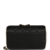 Chanel Mini Timeless Classic Barrel Bag with Chain Black and White Lambskin Light Gold Hardware - Thumbnail View 6