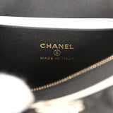 Chanel Mini Timeless Classic Barrel Bag with Chain Black and White Lambskin Light Gold Hardware - Thumbnail View 9