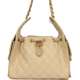 Chanel Small 25 Hobo Bag Light Beige Caviar Antique Gold Hardware - Thumbnail View 1