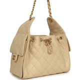 Chanel Small 25 Hobo Bag Light Beige Caviar Antique Gold Hardware - Thumbnail View 2