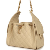 Chanel Small 25 Hobo Bag Light Beige Caviar Antique Gold Hardware - Thumbnail View 5