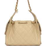 Chanel Small 25 Hobo Bag Light Beige Caviar Antique Gold Hardware - Thumbnail View 4