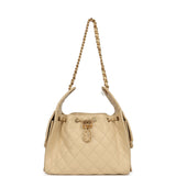 Chanel Small 25 Hobo Bag Light Beige Caviar Antique Gold Hardware - Thumbnail View 7