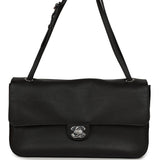 Chanel Maxi "Souplissimo" Small Flap Bag Black Caviar Silver Hardware