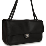 Chanel Maxi "Souplissimo" Small Flap Bag Black Caviar Silver Hardware