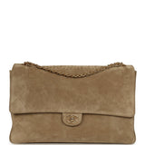 Chanel Maxi "Souplissimo" Large Flap Bag Dark Beige Suede Gold Hardware - Thumbnail View 1