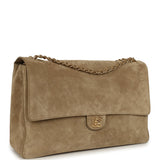 Chanel Maxi "Souplissimo" Large Flap Bag Dark Beige Suede Gold Hardware - Thumbnail View 2