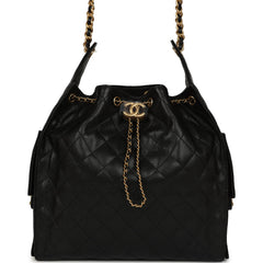 Chanel Medium 25 Hobo Bag Black Caviar Antique Gold Hardware