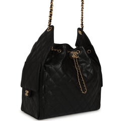 Chanel Medium 25 Hobo Bag Black Caviar Antique Gold Hardware