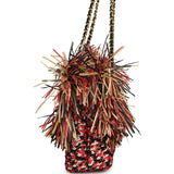 Chanel Small CC Shopping Bag Red, Beige, Black Braided Raffia Gold Hardware - Thumbnail View 3