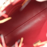 Chanel Small CC Shopping Bag Red, Beige, Black Braided Raffia Gold Hardware - Thumbnail View 9