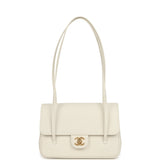 Chanel Small Preppy Coco Flap Bag White Shiny Caviar Brushed Gold Hardware - Thumbnail View 7