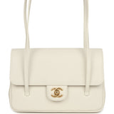 Chanel Small Preppy Coco Flap Bag White Shiny Caviar Brushed Gold Hardware - Thumbnail View 1