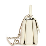 Chanel Large Trendy CC Top Handle Flap Bag White Lambskin Light Gold Hardware - Thumbnail View 3