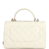 Chanel Large Trendy CC Top Handle Flap Bag White Lambskin Light Gold Hardware - Thumbnail View 4