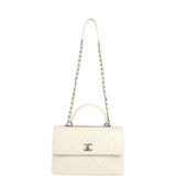 Chanel Large Trendy CC Top Handle Flap Bag White Lambskin Light Gold Hardware - Thumbnail View 7