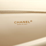 Chanel Large Trendy CC Top Handle Flap Bag White Lambskin Light Gold Hardware - Thumbnail View 11