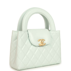 Chanel Small Kelly Shopper Mint Shiny Lambskin Brushed Gold Hardware
