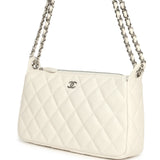 Chanel Small Quilted Clutch Bag with Chain Strap White Caviar Silver Hardware - Thumbnail View 5