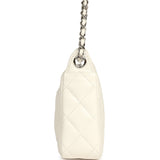 Chanel Small Quilted Clutch Bag with Chain Strap White Caviar Silver Hardware - Thumbnail View 3