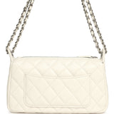 Chanel Small Quilted Clutch Bag with Chain Strap White Caviar Silver Hardware - Thumbnail View 4