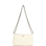 Chanel Small Quilted Clutch Bag with Chain Strap White Caviar Silver Hardware - Thumbnail View 7