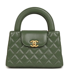 Chanel Small Kelly Shopper Khaki Shiny Aged Calfskin Brushed Gold Hardware