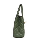Chanel Small Kelly Shopper Khaki Shiny Aged Calfskin Brushed Gold Hardware - Thumbnail View 3