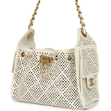 Chanel Mini 25 Hobo Bag White Perforated Calfskin Antique Gold Hardware - Thumbnail View 5