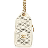 Chanel Mini 25 Hobo Bag White Perforated Calfskin Antique Gold Hardware - Thumbnail View 3