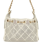 Chanel Mini 25 Hobo Bag White Perforated Calfskin Antique Gold Hardware - Thumbnail View 4