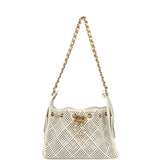 Chanel Mini 25 Hobo Bag White Perforated Calfskin Antique Gold Hardware - Thumbnail View 7