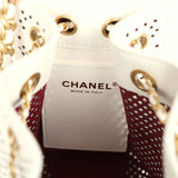 Chanel Mini 25 Hobo Bag White Perforated Calfskin Antique Gold Hardware - Thumbnail View 9