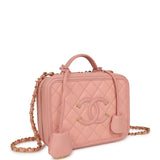Pre-owned Chanel Medium CC Filigree Vanity Case Pink Caviar Brushed Gold Hardware - Thumbnail View 2