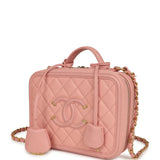 Pre-owned Chanel Medium CC Filigree Vanity Case Pink Caviar Brushed Gold Hardware - Thumbnail View 5