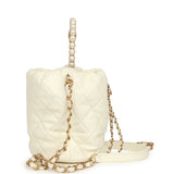 Pre-owned Chanel Mini Pearl Top Handle Bucket Bag White Calfskin Antique Gold Hardware - Thumbnail View 3