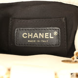 Pre-owned Chanel Mini Pearl Top Handle Bucket Bag White Calfskin Antique Gold Hardware - Thumbnail View 9