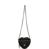 Pre-owned Chanel CC In Love Large Heart Bag with Chain Black Lambskin Light Gold Hardware - Thumbnail View 7