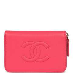 Chanel CC Zipped Wallet Fuchsia Shiny Caviar Light Gold Hardware