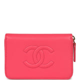 Chanel CC Zipped Wallet Fuchsia Shiny Caviar Light Gold Hardware - Thumbnail View 1