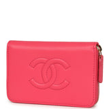 Chanel CC Zipped Wallet Fuchsia Shiny Caviar Light Gold Hardware - Thumbnail View 6