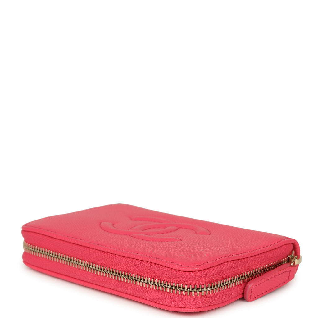 Chanel CC Zipped Wallet Fuchsia Shiny Caviar Light Gold Hardware
