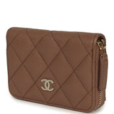 Chanel Classic Zipped Coin Purse Wallet Brown Shiny Caviar Light Gold Hardware - Thumbnail View 6