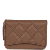 Chanel Classic Zipped Coin Purse Wallet Brown Shiny Caviar Light Gold Hardware - Thumbnail View 4