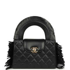 Chanel Small Fringe Kelly Black Lambskin Gold Hardware