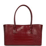 Chanel Small Cerf Shopping Bag Burgundy Croc Embossed Calfskin Gold Hardware - Thumbnail View 4