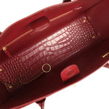 Chanel Small Cerf Shopping Bag Burgundy Croc Embossed Calfskin Gold Hardware - Thumbnail View 7